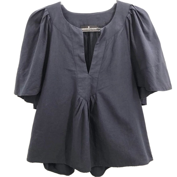Tuckernuck PAMANDER PLACE Finley Navy Flutter sleeve top oversized - Picture 8 of 12
